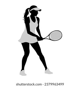 Tennis, tennis player sports person in silhouette, tennis man woman in match champion vector isolated on white