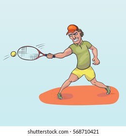 Tennis player striking a ball vector illustration