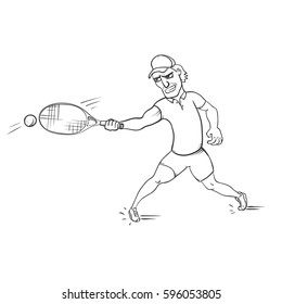 Tennis player striking a ball vector illustration