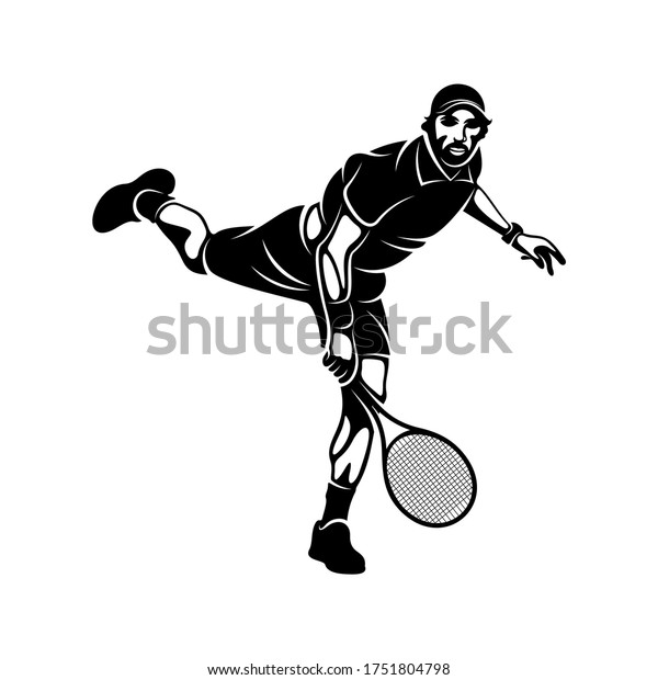 Tennis Player Stylized Logo Vector Template Stock Vector Royalty Free