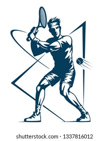 Tennis player, stylized vector illustration.