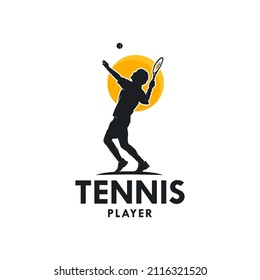 Tennis player stylized vector silhouette logo