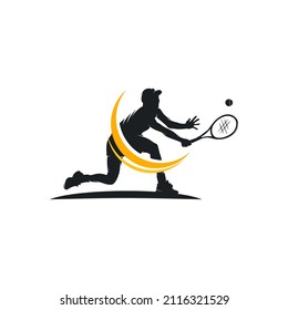 Tennis player stylized vector silhouette logo