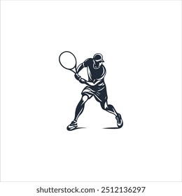 tennis spieler stilisierte vektor silhouette, emblem oder logo vorlage