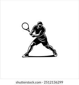 tennis spieler stilisierte vektor silhouette, emblem oder logo vorlage