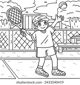 Tennis Player Tossing Tennis Ball Coloring Page