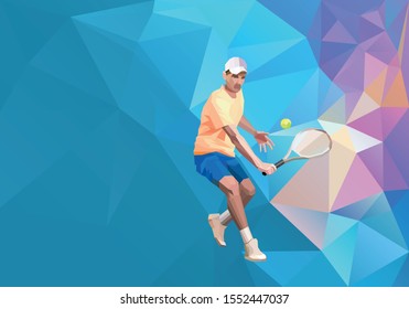 Tennis player triangle polygonal low poly vector illustration