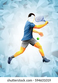 tennis player vector, Abstract tennis player with a racket from splash of watercolors. tennis live, tennis shoes