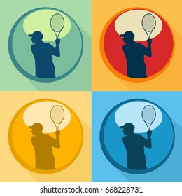 Tennis player vector background man icon