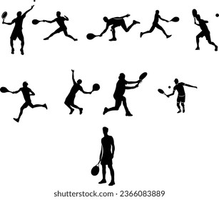 Diseño vectorial del jugador de tenis: Ilustraciones dinámicas que captan la esencia del juego, ideal para aficionados al deporte y proyectos creativos.