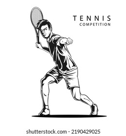 tennis player vector illustration on white background