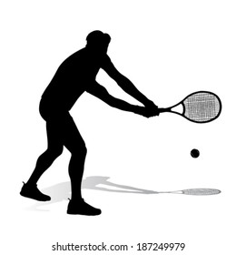 tennis player vector silhouette