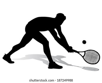 tennis player vector silhouette