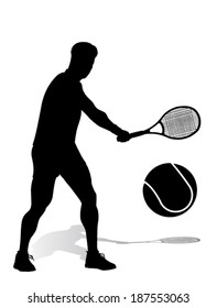 tennis player vector silhouette