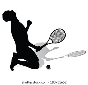 tennis player vector silhouette