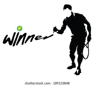 tennis player vector silhouette 