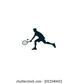 silueta vectorial del jugador de tenis sobre fondo blanco