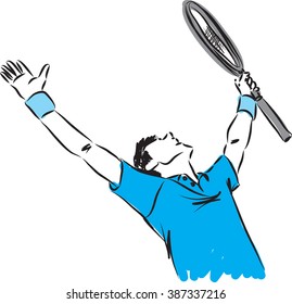 tennis player winner gesture illustration