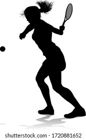 A tennis player woman female sports person in silhouette 