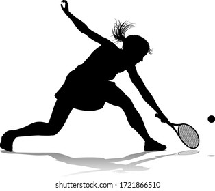 A tennis player woman female sports person in silhouette 