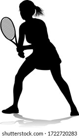 A tennis player woman female sports person in silhouette 