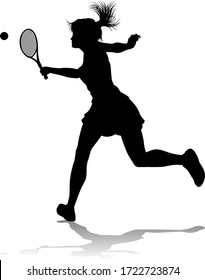 A tennis player woman female sports person in silhouette 