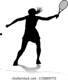 A tennis player woman female sports person in silhouette 