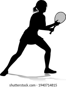 A tennis player woman female sports person in silhouette