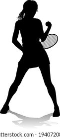 A tennis player woman female sports person in silhouette