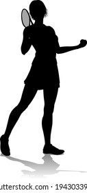 A tennis player woman female sports person in silhouette