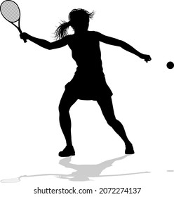 A tennis player woman female sports person in silhouette 