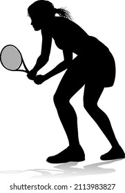 A tennis player woman female sports person in silhouette 