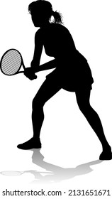 A tennis player woman female sports person in silhouette 