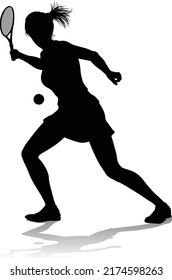 A tennis player woman female sports person in silhouette