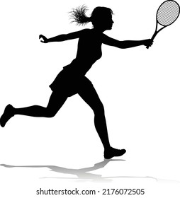 A tennis player woman female sports person in silhouette