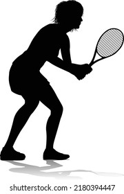 A tennis player woman female sports person in silhouette 