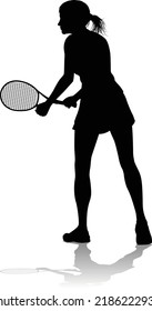 A tennis player woman female sports person in silhouette 