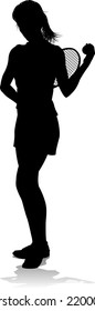 A tennis player woman female sports person in silhouette