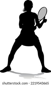 A tennis player woman female sports person in silhouette