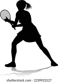 A tennis player woman female sports person in silhouette