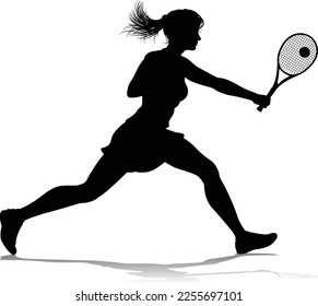 A tennis player woman female sports person in silhouette