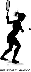 A tennis player woman female sports person in silhouette