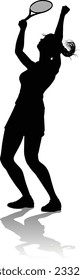 A tennis player woman female sports person in silhouette