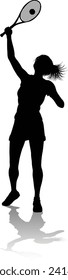 A tennis player woman female sports person in silhouette