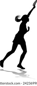 A tennis player woman female sports person in silhouette