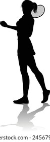 A tennis player woman female sports person in silhouette