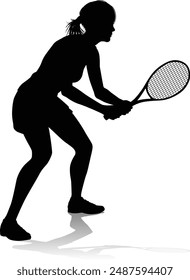 A tennis player woman female sports person in silhouette 