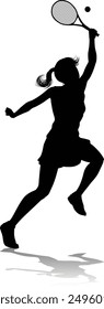 A tennis player woman female sports person in silhouette