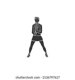 Tennis Player Woman Icon Silhouette Illustration. Sport Fitness Vector Graphic Pictogram Symbol Clip Art. Doodle Sketch Black Sign.