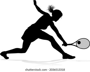 A tennis player woman silhouette sports person design element